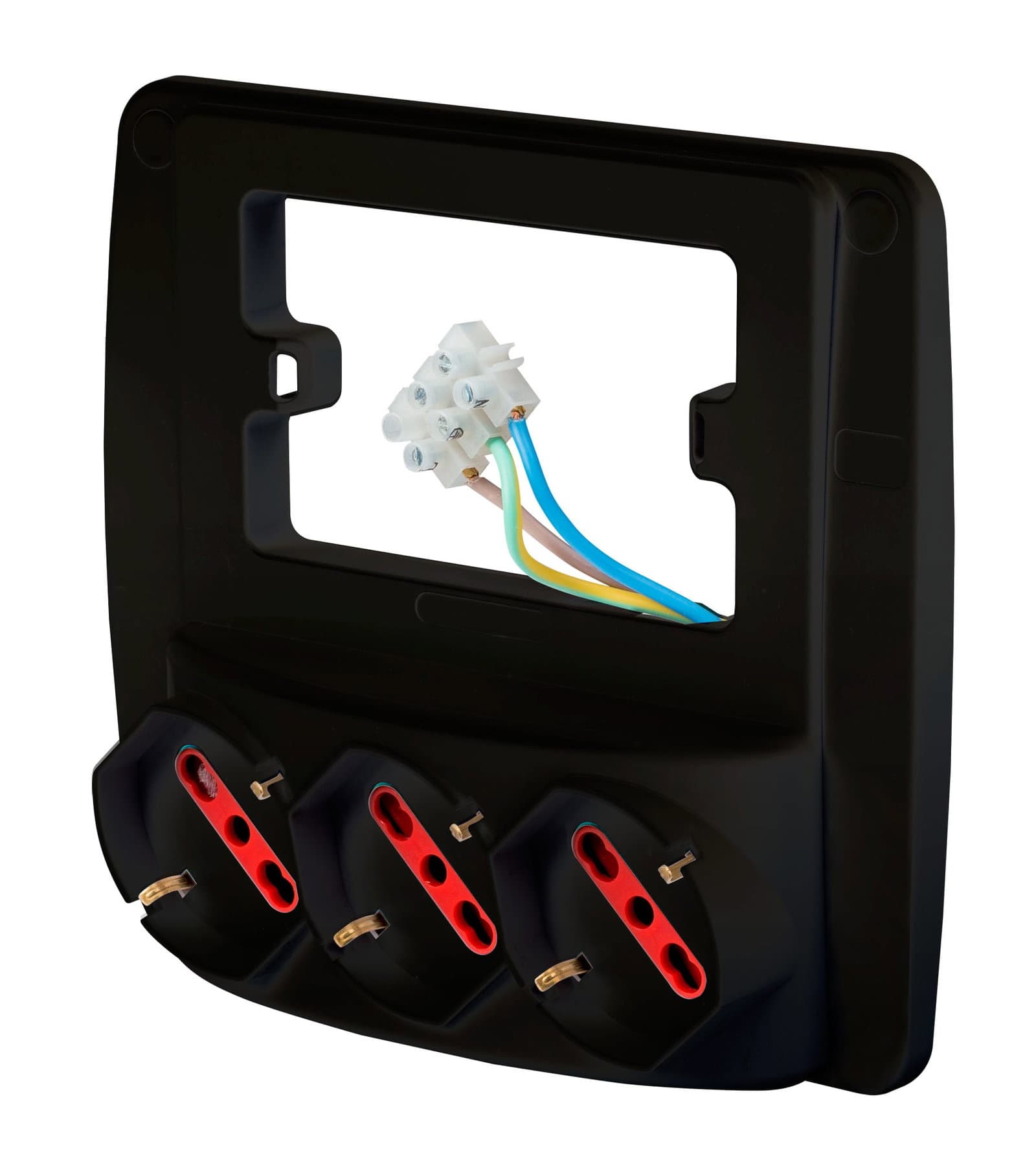 Multipresa da Parete 3 Posti Schuko Nero - Rosi IUPS-PCP-3ESBK