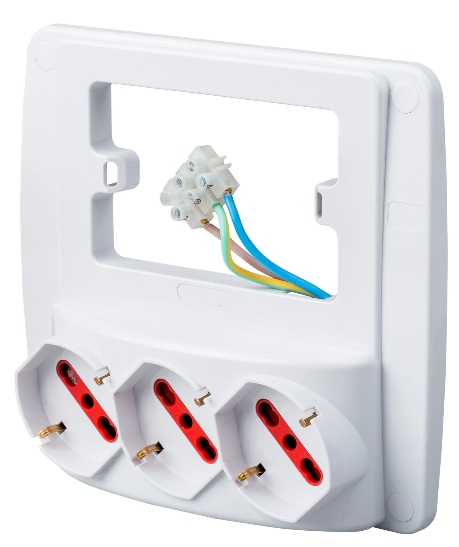 Multipresa da Parete 3 Posti Schuko Bianco - Rosi IUPS-PCP-3ESWH
