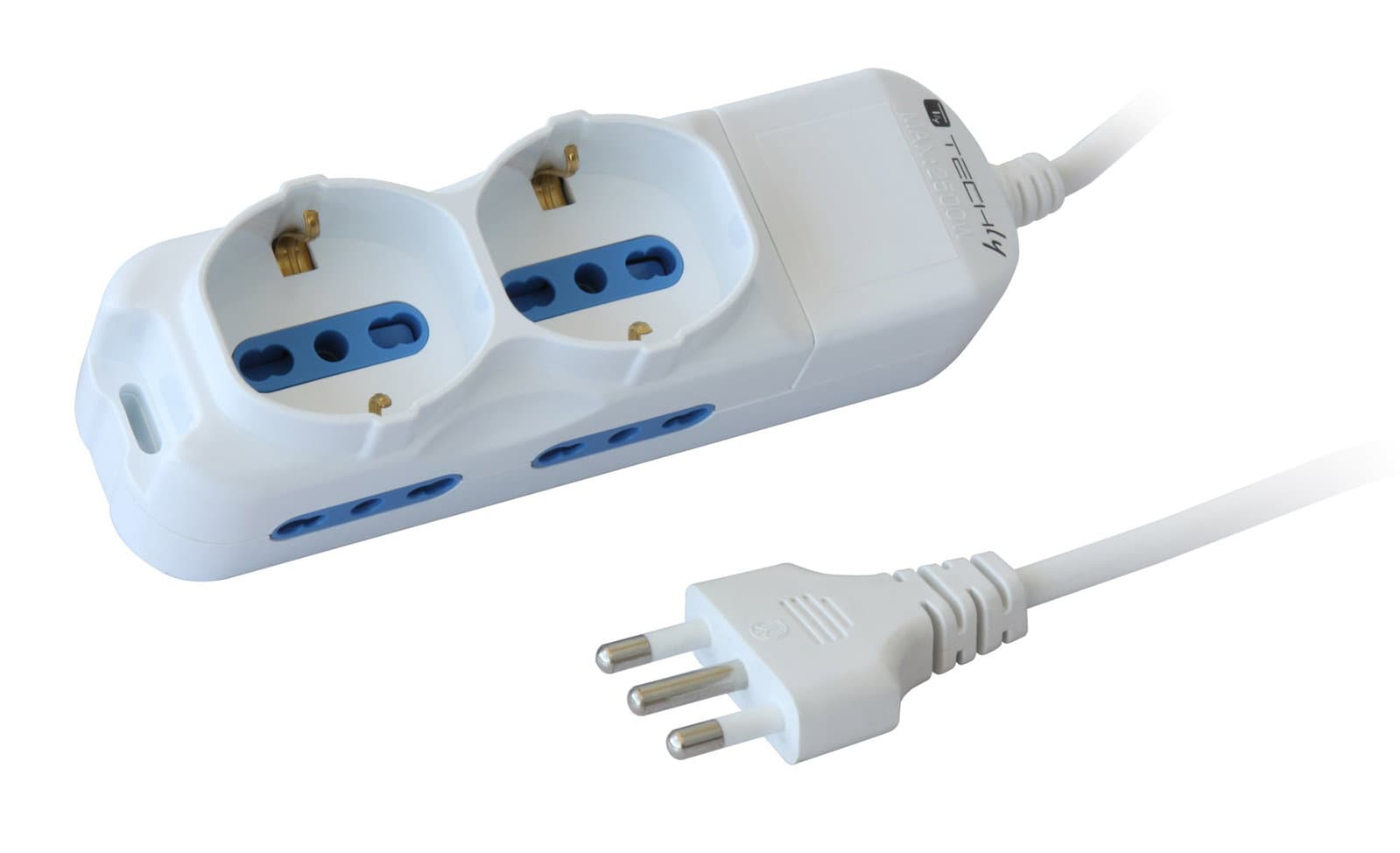 Multipresa 4 Prese Italiane Bipasso + 2 Schuko 1,5m - Techly IUPS-PCP-4I2S