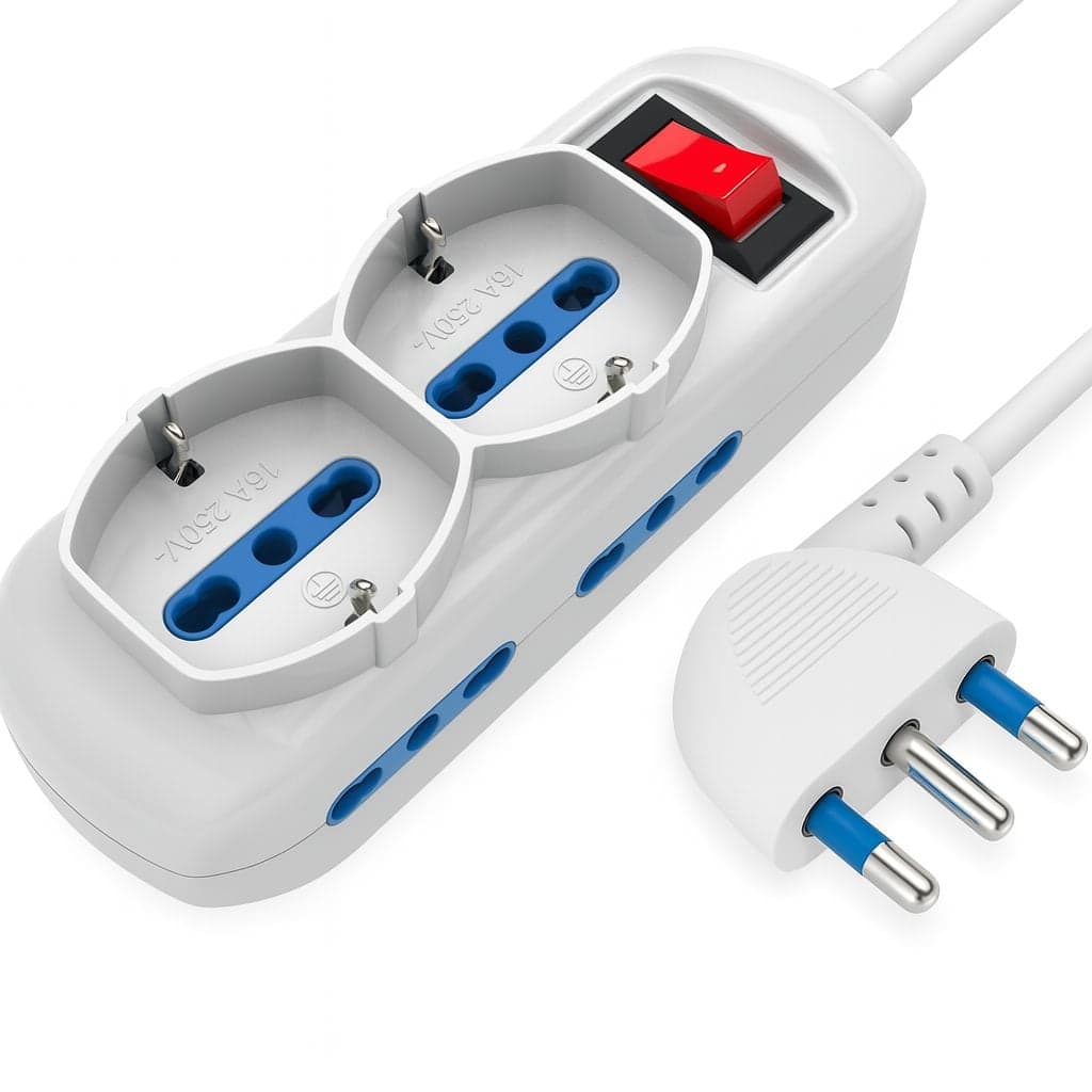 Presa Multipla 6 Uscite 4 Bipasso + 2 Bipasso/Schuko con Interruttore - Techly IUPS-PCP-4I2SA