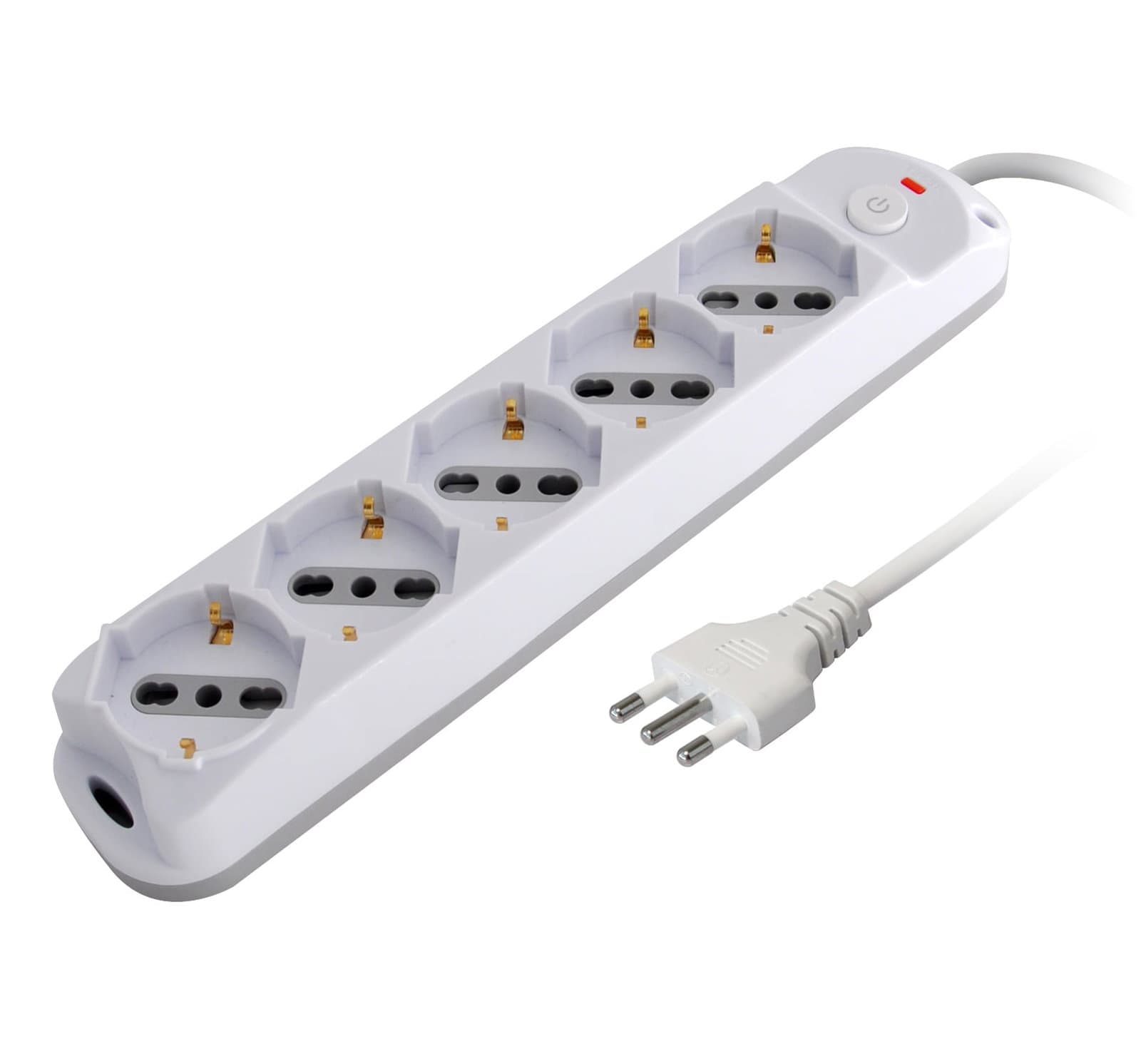 Presa Multipla 5 Posti Italiana Bipasso/Schuko Spina 10A - Techly IUPS-PCP-510A
