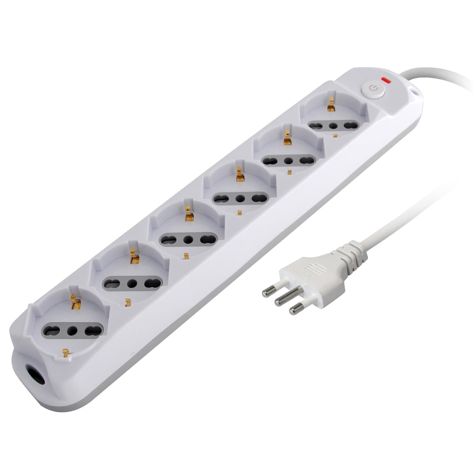 Presa Multipla 6 Posti Italiana Bipasso/Schuko Spina 10A - Techly IUPS-PCP-610A