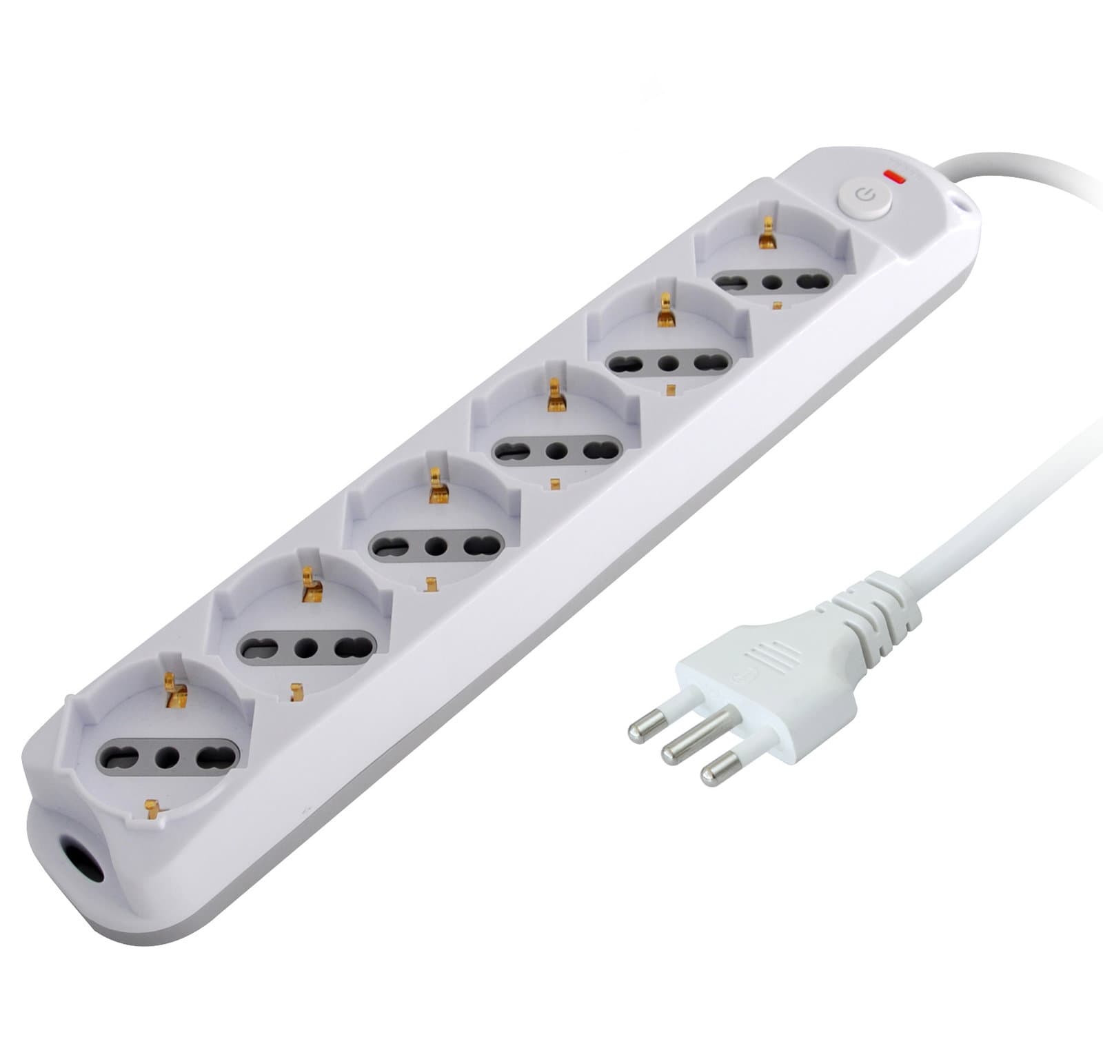 Presa Multipla 6 Posti Italiana Bipasso/Schuko Spina 16A - Techly IUPS-PCP-616A