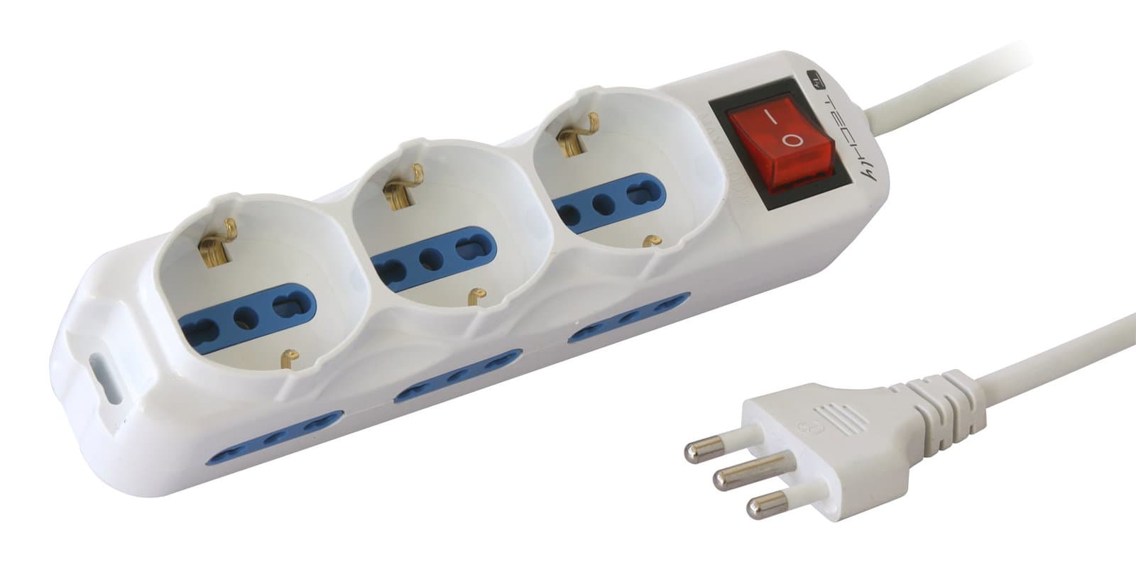 Multipresa 6 Prese Italiane Bipasso + 3 Schuko con Interruttore 1,5m - Techly IUPS-PCP-6I3S