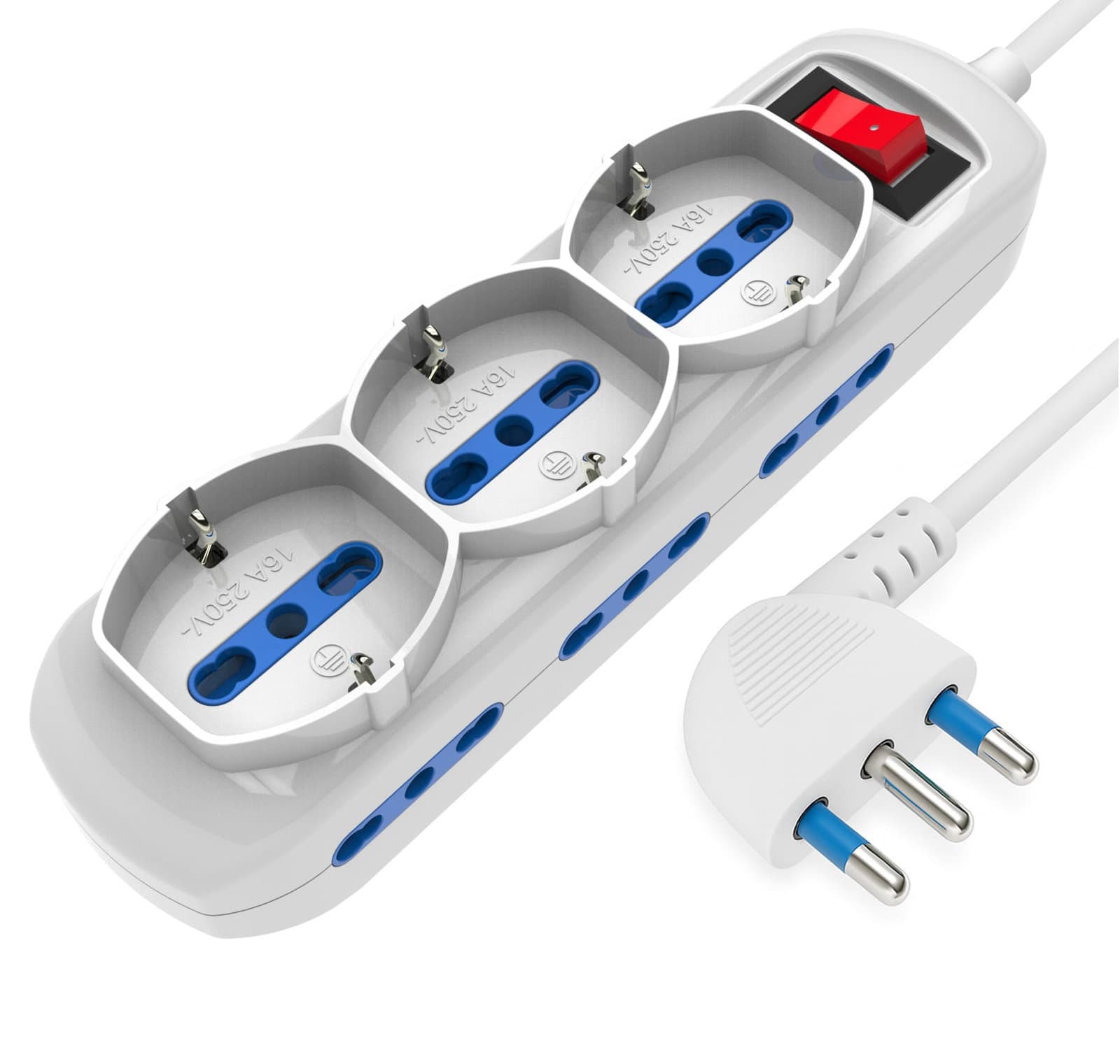 Presa Multipla 9 Uscite 6 Bipasso + 3 Bipasso/Schuko con Interruttore - Techly IUPS-PCP-6I3SA