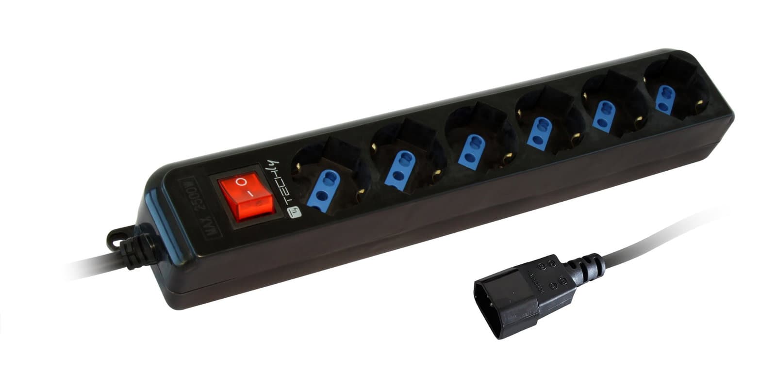 Multipresa 6 Posti Italiana Bipasso con Spina VDE Nero - Techly IUPS-PCP-6V