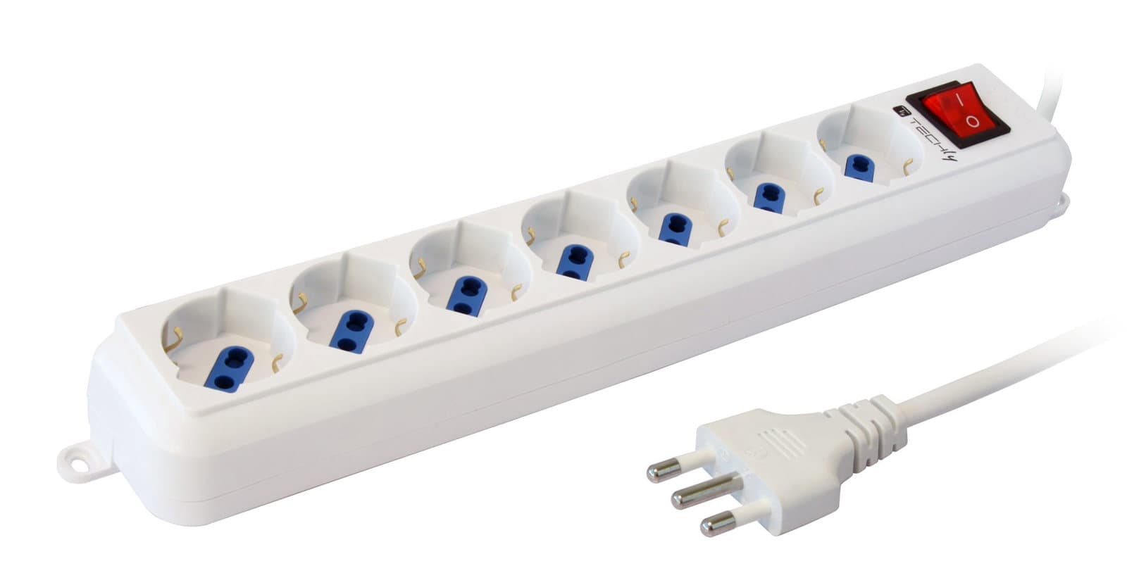 Multipresa 7 Posti Italiana Bipasso/Schuko Cavo 5m - Techly IUPS-PCP-7L5