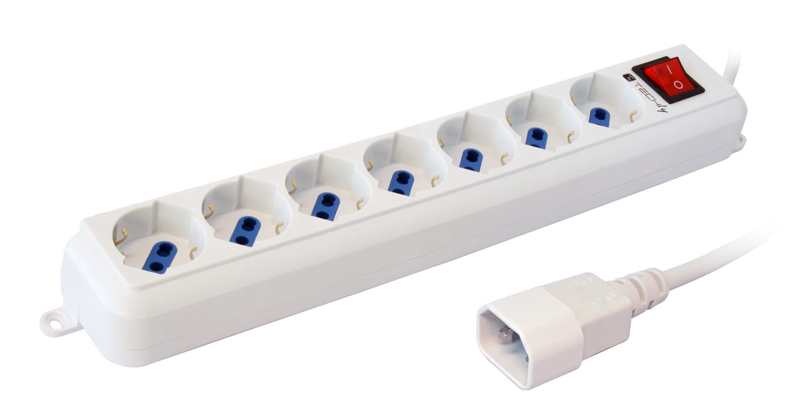 Multipresa 7 Posti Italiana Bipasso con Spina VDE Bianca - Techly IUPS-PCP-7V