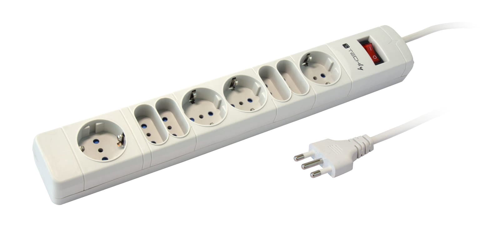 Multipresa 8 Posti Italiane/Schuko 10A Grigio 1,5m - Techly IUPS-PCP-8GY