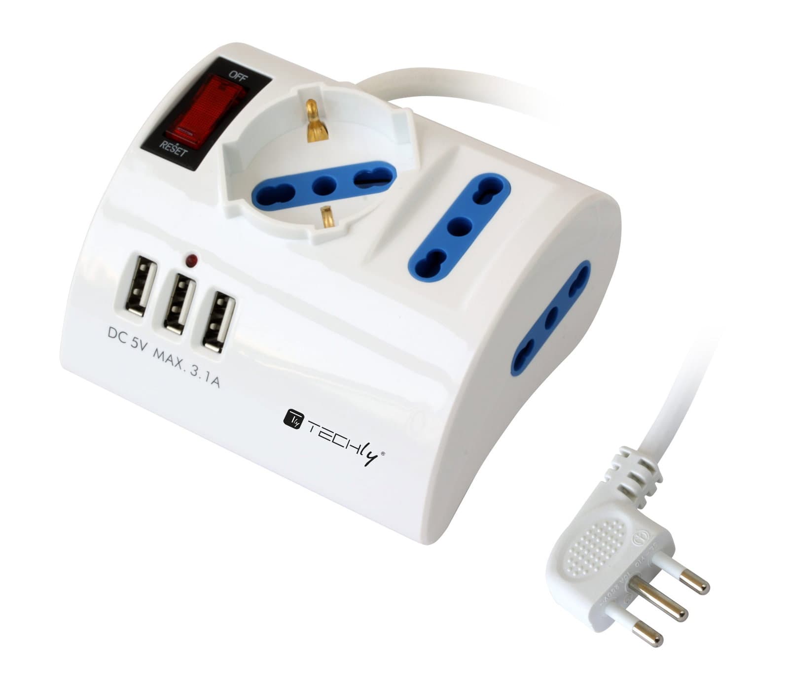 Multipresa da Tavolo 3 Posti con Porte USB - Techly IUPS-PCP-DESK10AP
