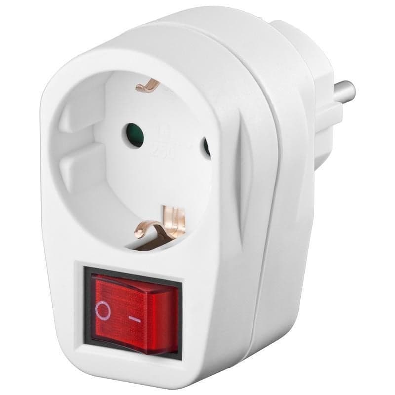 Adattatore con Presa Schuko CEE 7/4 con Interruttore Bianco - Goobay IUPS-PCP-DIS