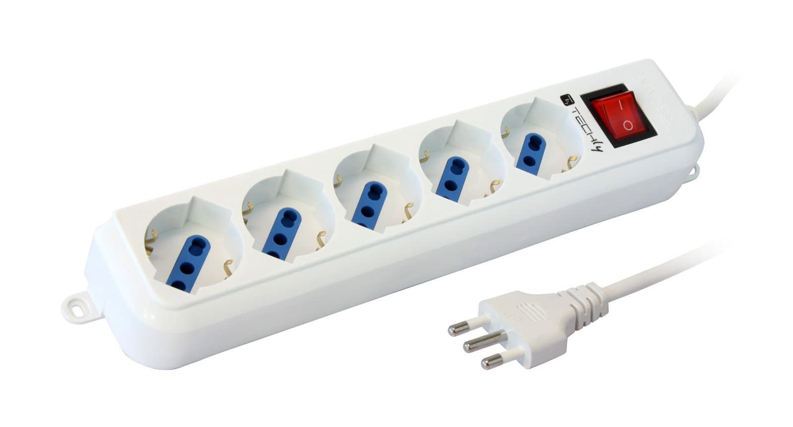 Multipresa 5 Posti Italiana Bipasso / Schuko Cavo 5m - Techly IUPS-PCP-LC5