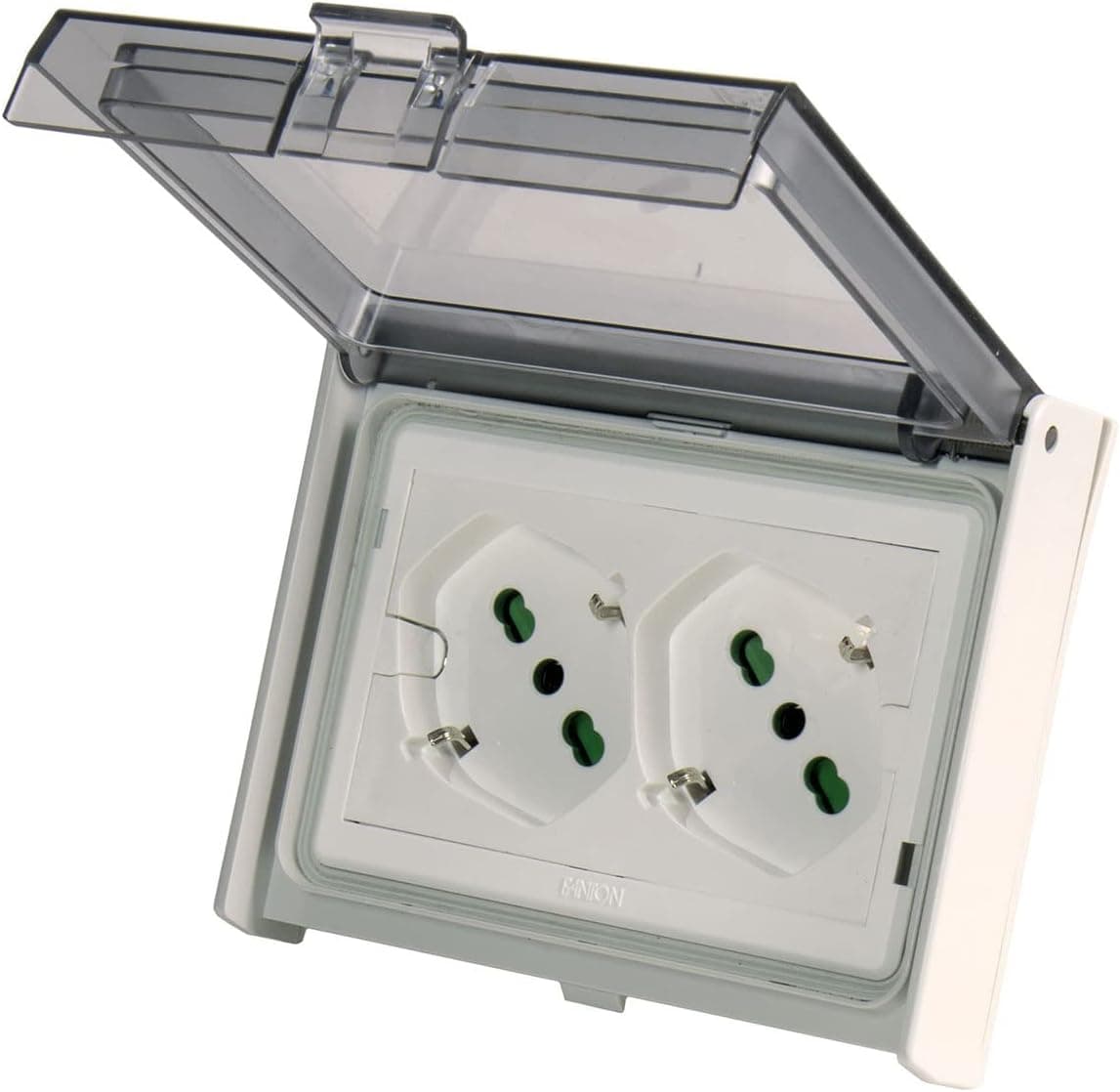 Multipresa Universale IP55 da Incasso con Doppia Presa Bipasso Italiana Schuko Precablata - FME IUPS-PCP-OPE55IN