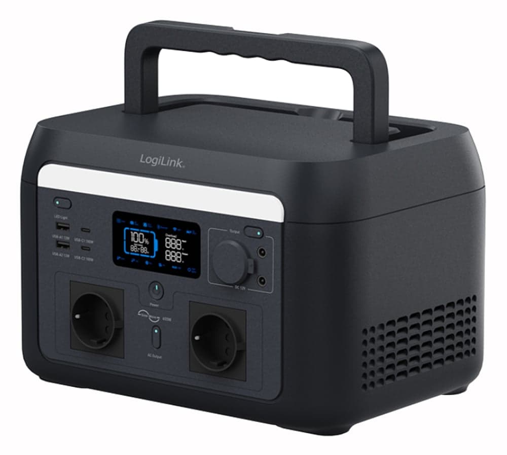 Stazione Alimentazione Portatile 600W LiFePO4 Ricarica Solare Tuya - Logilink IUPS-PPS600