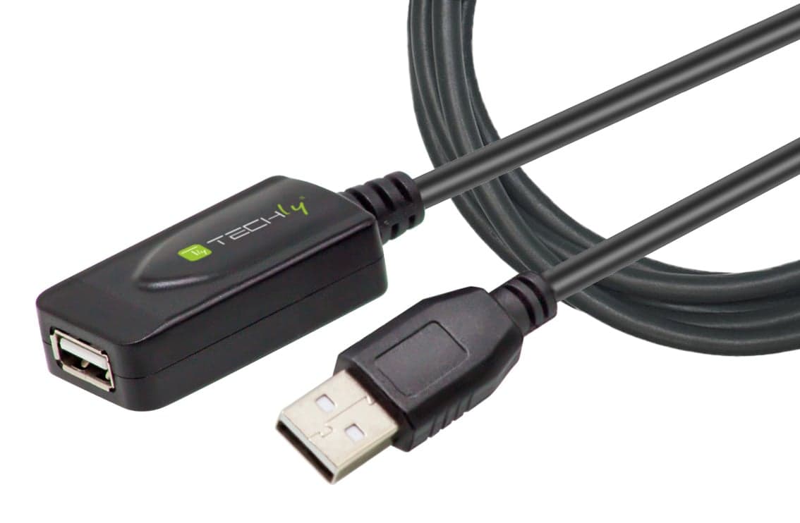 Cavo Prolunga Attivo Extender USB Hi Speed Estensore di Segnale 5m Nero - Techly IUSB-REP20TY