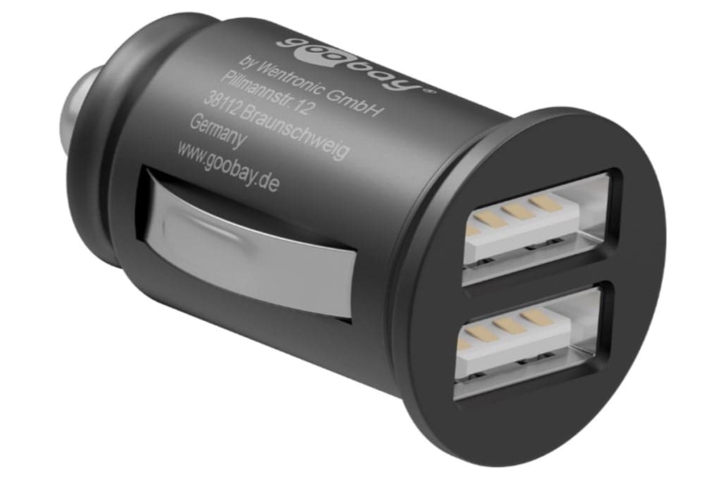 Caricatore Compatto da Auto/Camion 2 Porte USB 15.5W/3.1A Nero - Goobay IUSB2-CAR4-3A2P