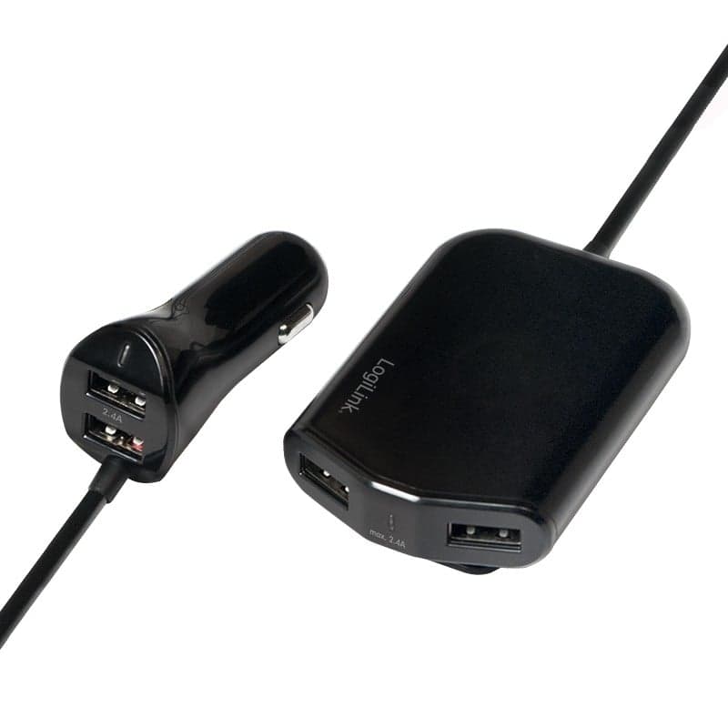 Caricatore da Auto 2 USB + 2 USB per Passeggeri Posteriori 24W - Logilink IUSB2-CAR4L