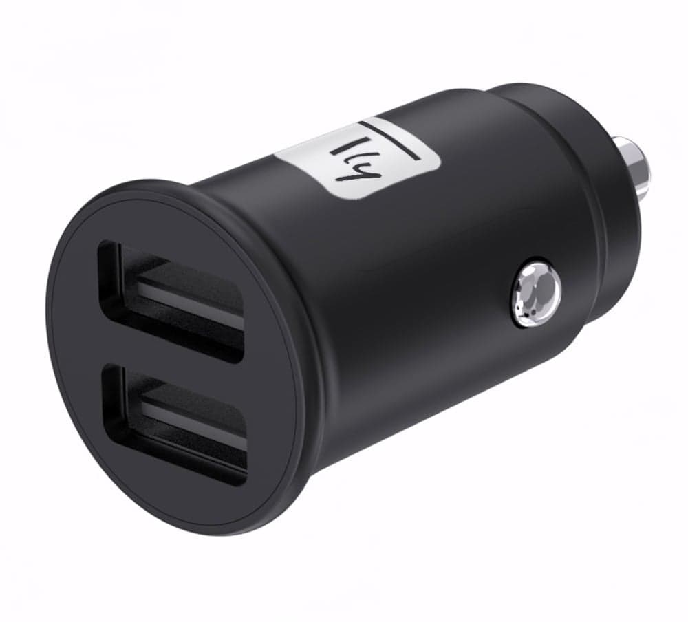 Mini Caricatore da Auto 2 Porte USB-A 5V/2.4A Nero - Techly IUSB2-CAR5-A24B