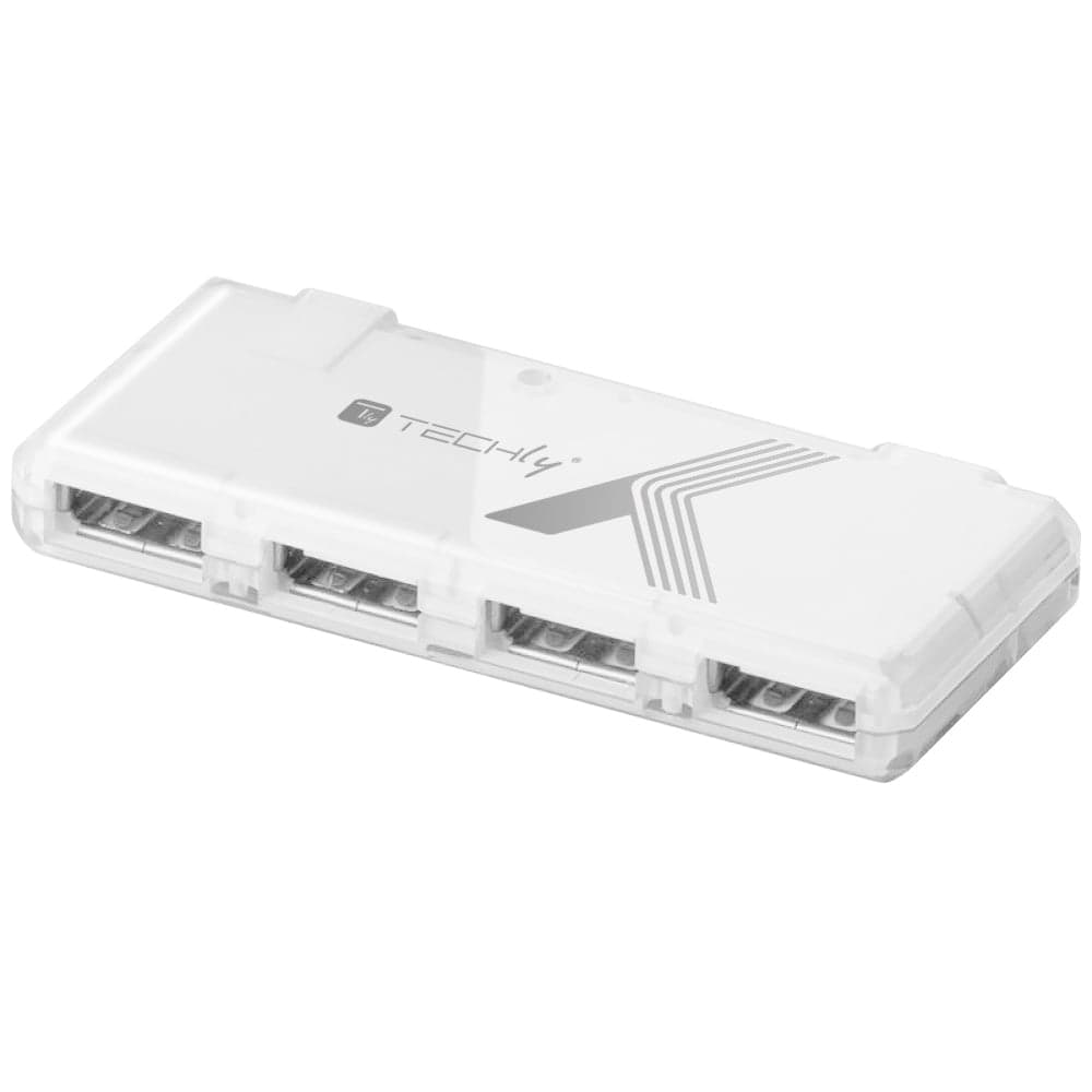 Mini Hub USB Hi Speed 4 Porte Bianco - Techly IUSB2-HUB4-WHTY