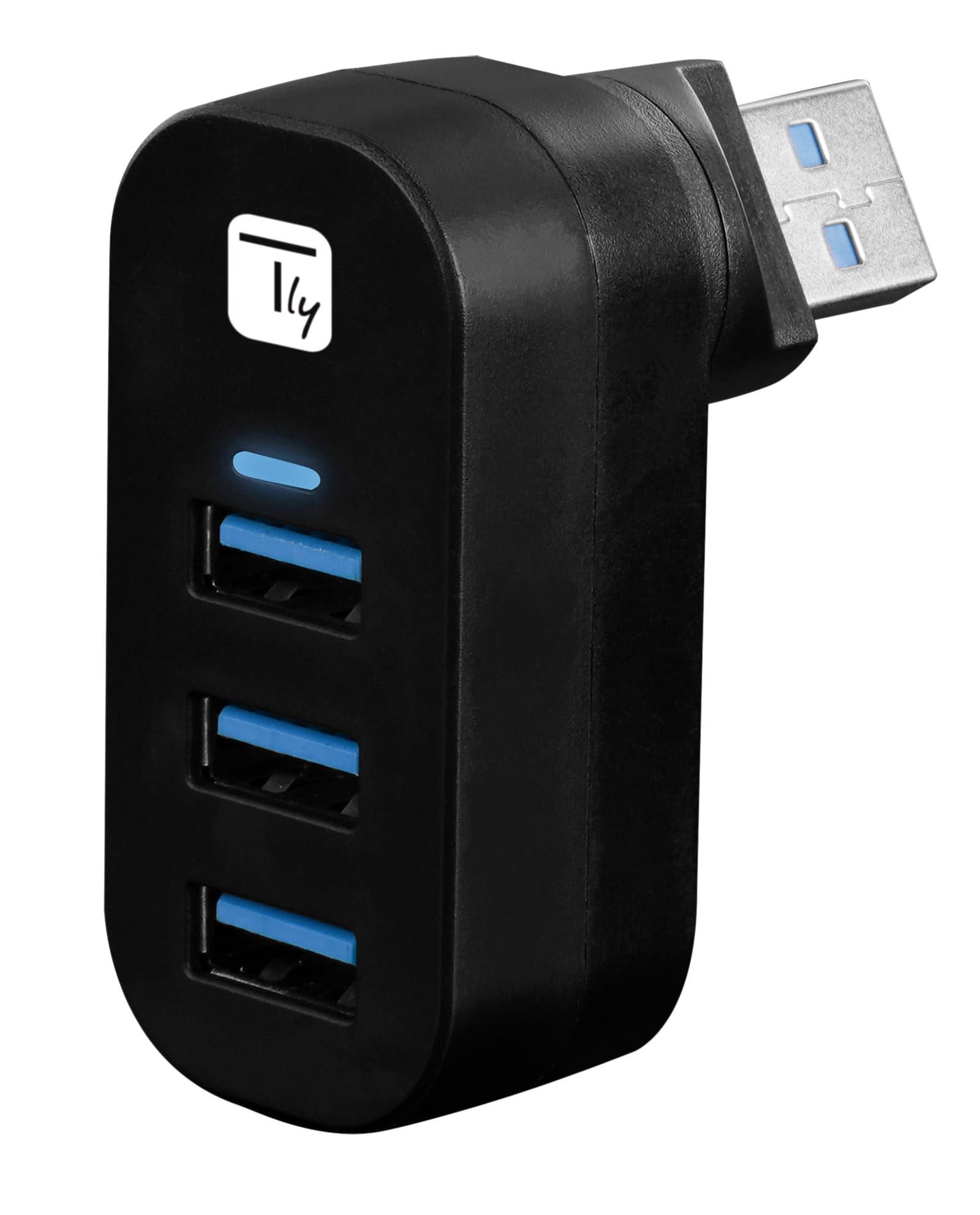 Mini Hub USB 3.2 Rotante 3 Porte Nero - Techly IUSB3-HUB3-ROTB
