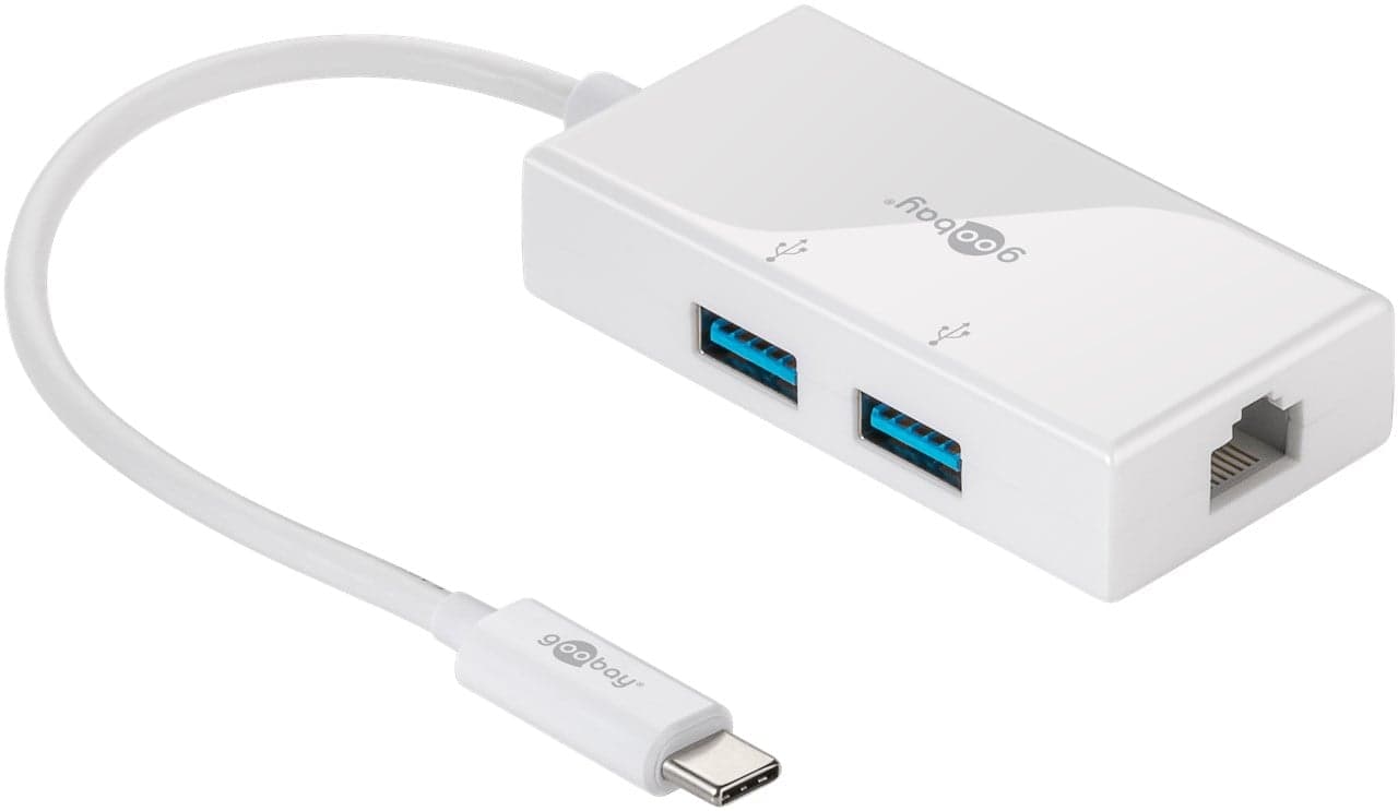 Hub USB-C SuperSpeed 2 porte USB 3.2 e RJ-45 Gigabit - Goobay IUSB31C-HUB2C