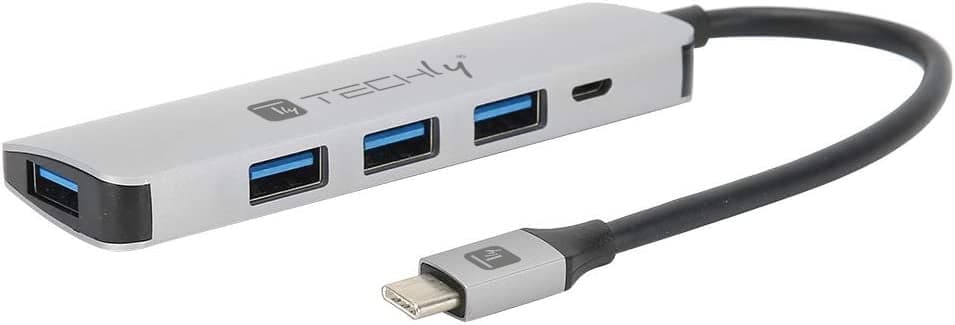 Hub USB-C SuperSpeed 4 Porte USB3.2 con PD Alluminio Grigio - Techly IUSB31C-HUB4TLY
