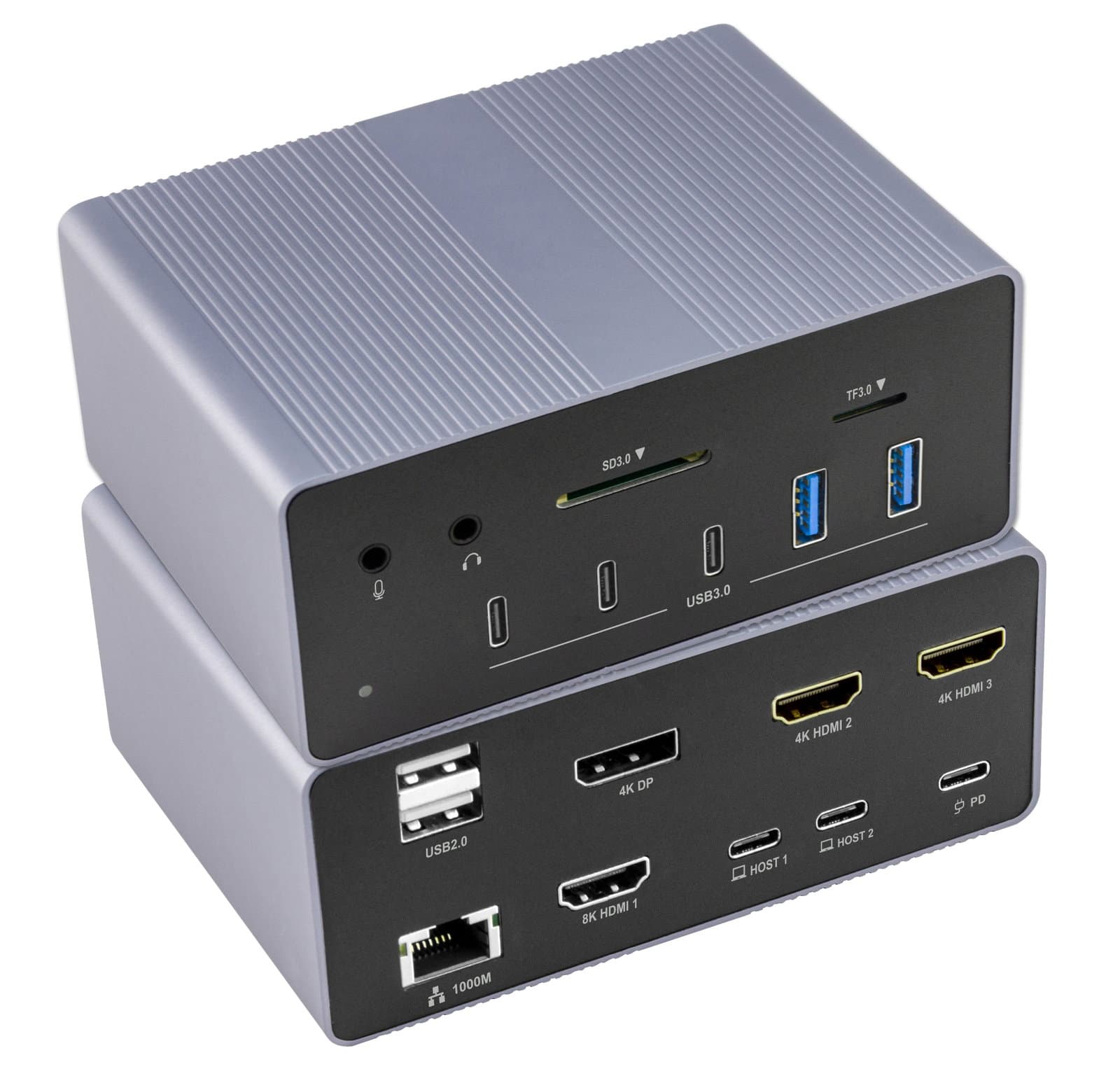 Docking Station 19 in 1 USB-C 8K HDMI 4 Uscite Video - Techly IUSB32C-DOCK198K
