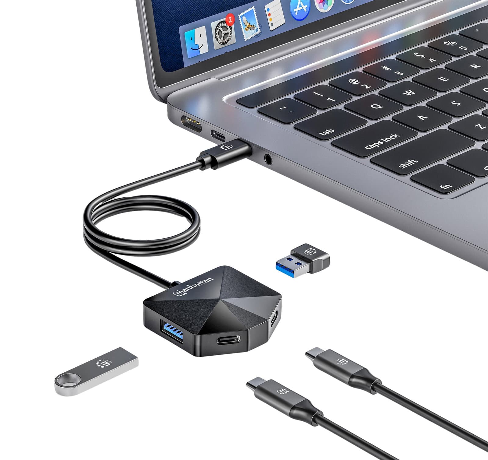 Hub USB 3.2 2x USB-A e 2x USB-C - Manhattan IUSB32C-HUB4-R2A2C
