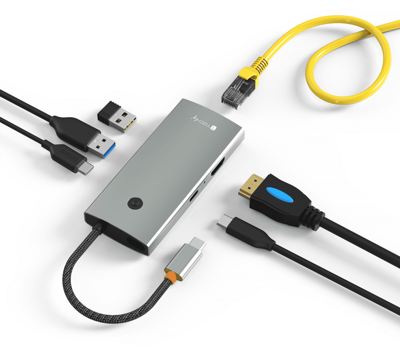 Docking Station Hub USB-C 6 in 1 con Interruttore - Techly IUSB32C-HUB6HPDI