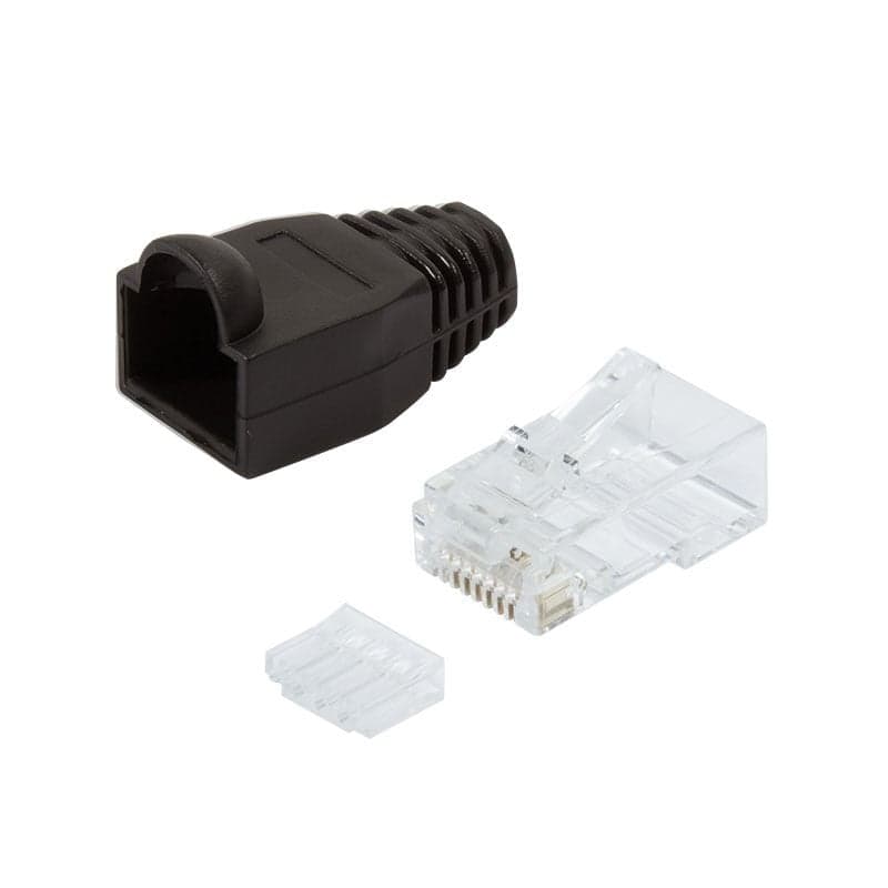 Plug Cat6 RJ45 e Copriconnettore per Cavo Non Schermato, 100pz Nero - Logilink IWP-CAT6U-BK