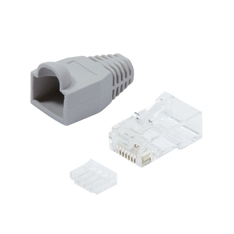 Plug Cat6 RJ45 e Copriconnettore per Cavo Non Schermato 100pz Grigio - Logilink IWP-CAT6U-GY