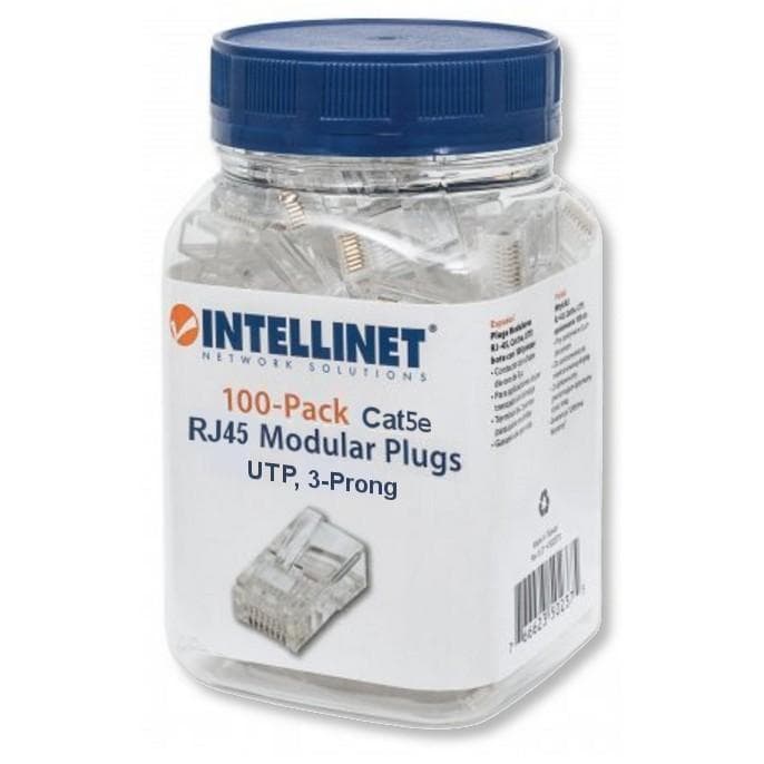 Confezione 100 Plug RJ45 per Cavo Rigido Cat5e UTP - Intellinet IWP-JAR-C5R
