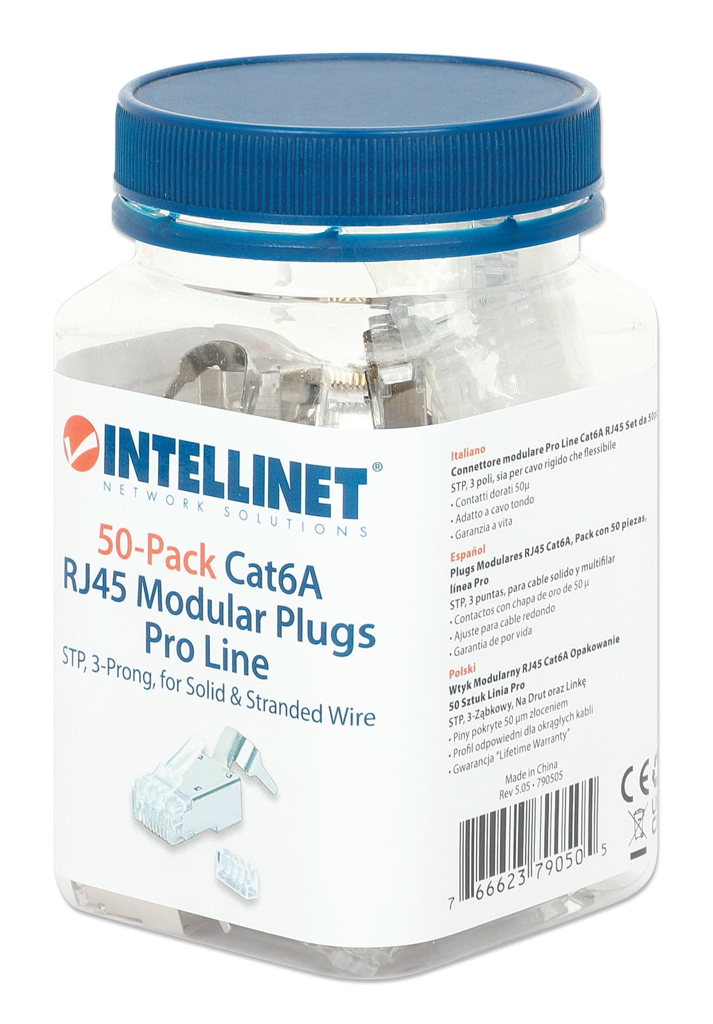 Confezione 50 Plug RJ45 STP per Cavo Rigido/Flessibile Cat6A - Intellinet IWP-JAR-C6A