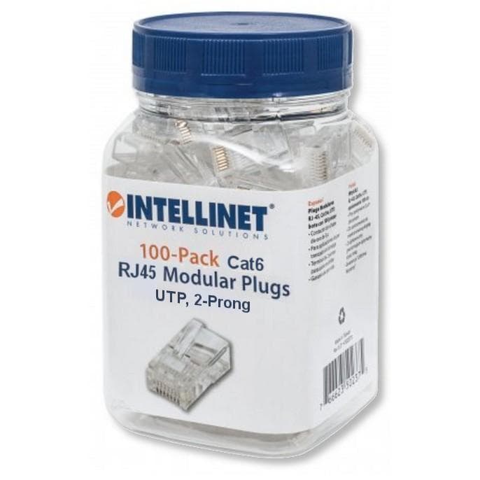 Confezione 100 Plug RJ45 per Cavo Flessibile Cat6 UTP - Intellinet IWP-JAR-C6FL