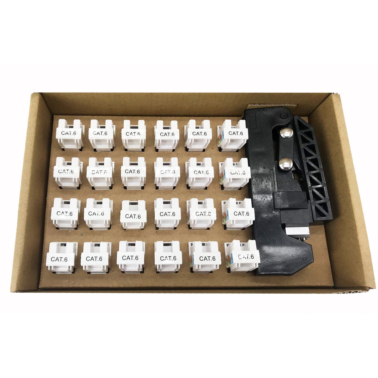 Kit 24 Frutti Cat6A UTP 90° Keystone con Pinza Crimpatrice - Techly Professional IWP-KIT-C6AU90
