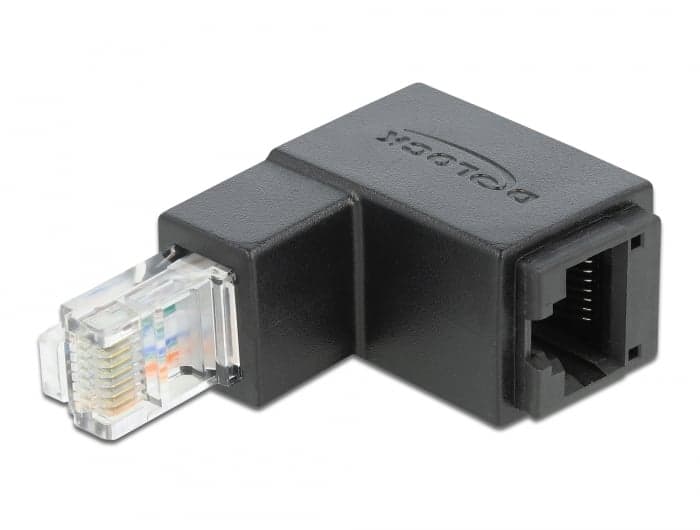 Adattatore RJ45 Maschio Femmina Cat6 UTP Angolato verso il Basso a 90° Nero - Delock IWP-MD C6U-RJ45D