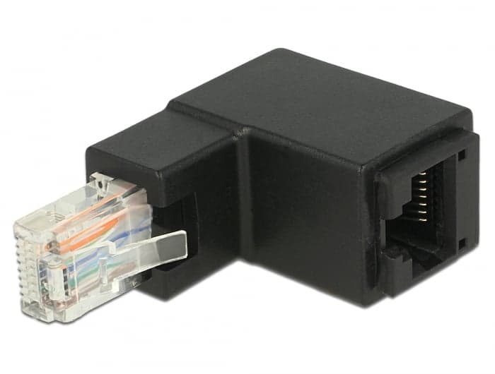 Adattatore RJ45 Maschio Femmina Cat6 UTP Angolato verso l'Alto a 90° Nero - Delock IWP-MD C6U-RJ45U