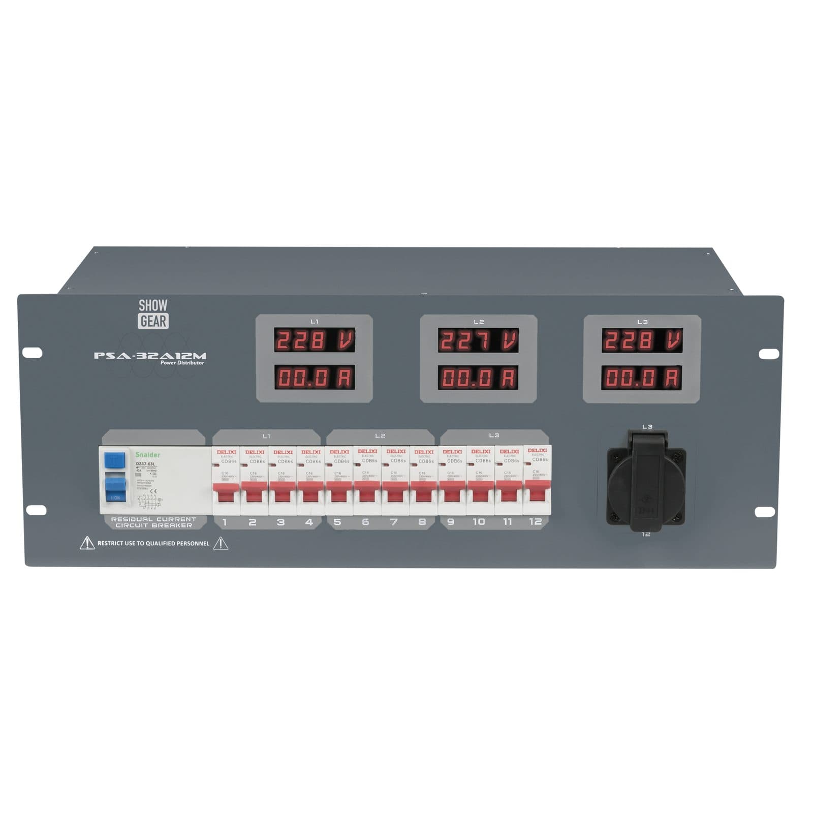 Distributore MCB 12x - Schuko + Multipin - Showgear 50665