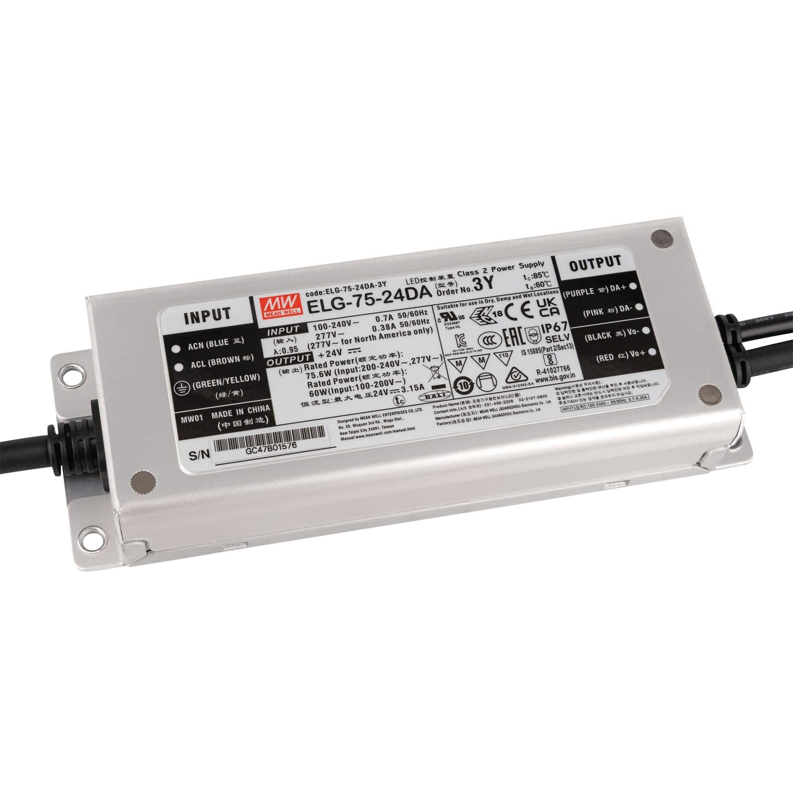 Power Supply LED - 75 W 24 V DC - Meanwell A9900681