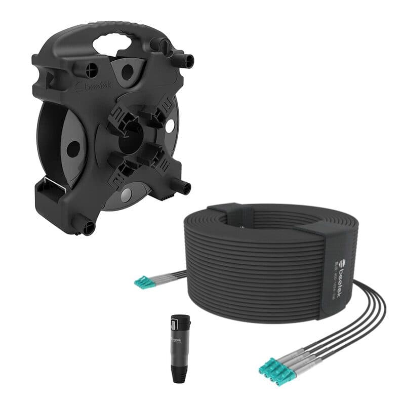 Kit cavo fibra ottica multimodale armato esterno 100m 8 cond OM3 LC - BEETEK BEE-G202-100U-8LC-KIT