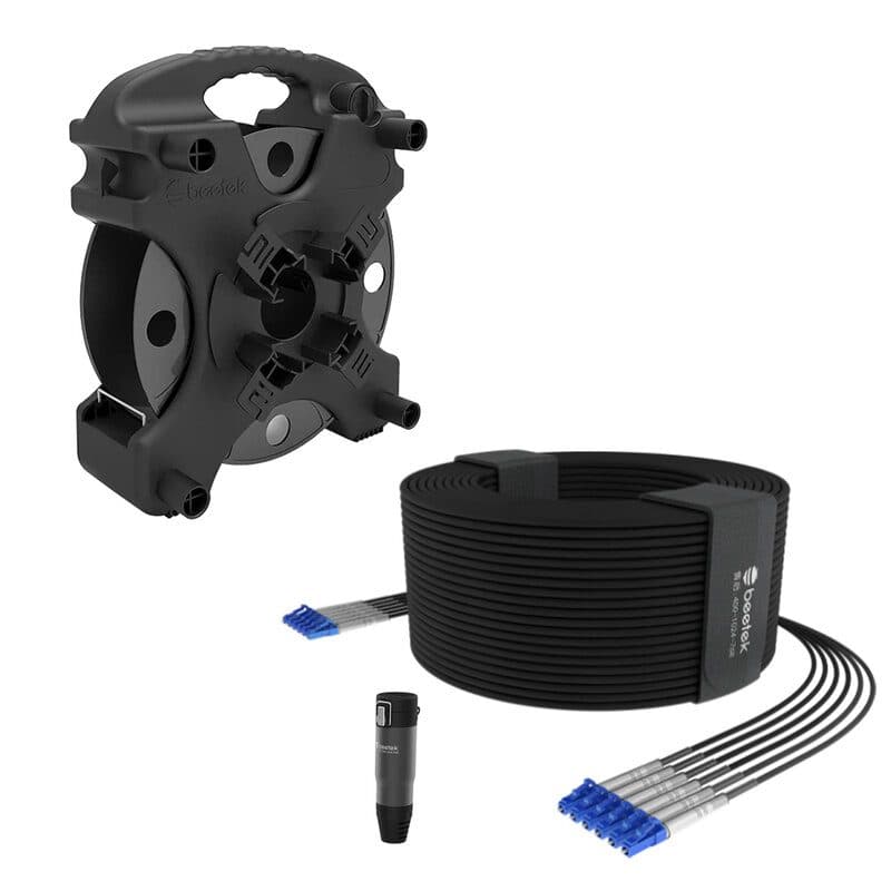 Kit fibra ottica armata monomodale 200m 6LC TPU + avvolgicavo DF200 - BEETEK BEE-G202-200USM-6LC-KIT