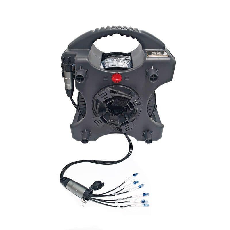 Kit cavo fibra ottica monomodale armato 150m 6 LC con avvolgicavo DF200 BH03 - BEETEK BEE-G300-150USM-6LC-KIT
