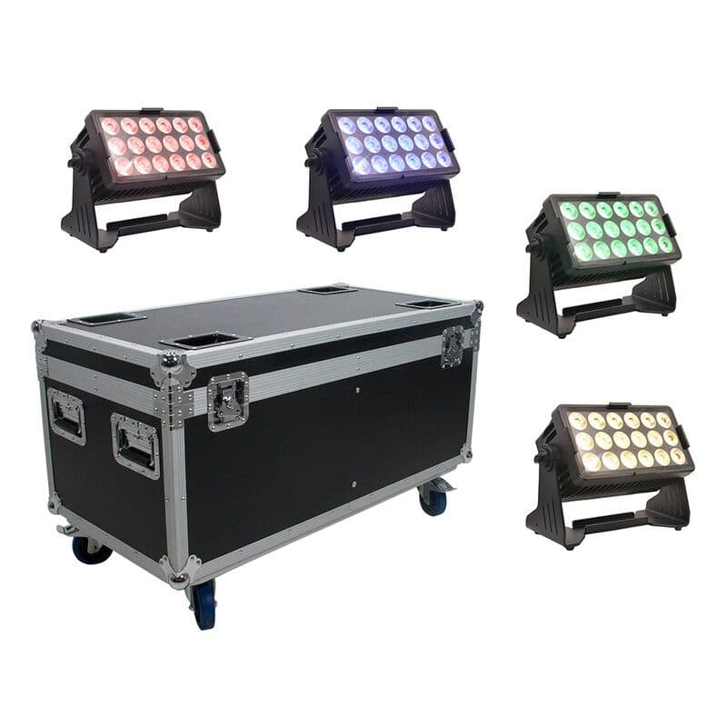 Kit 4 fari BatSpot-18IP architetturali LED 18x10W IP65 - EGO PROFESSIONAL EGP-18X10RGBWX4SET