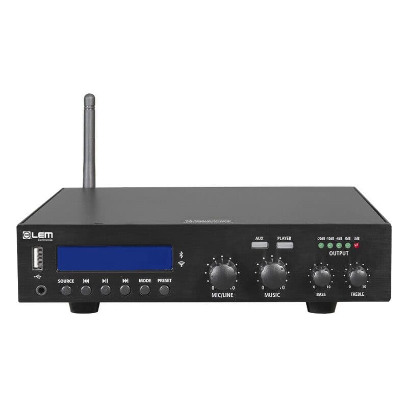 Mixer-amplificatore Classe-D 240W USB Bluetooth FM 100V 1/2U - LEM COMMERCIAL GEN-MICROIPAMP240WI