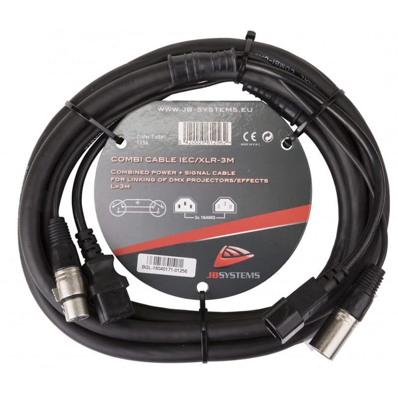 Cavo combinato IEC/XLR DMX 3m - JB SYSTEMS HIT-B01256