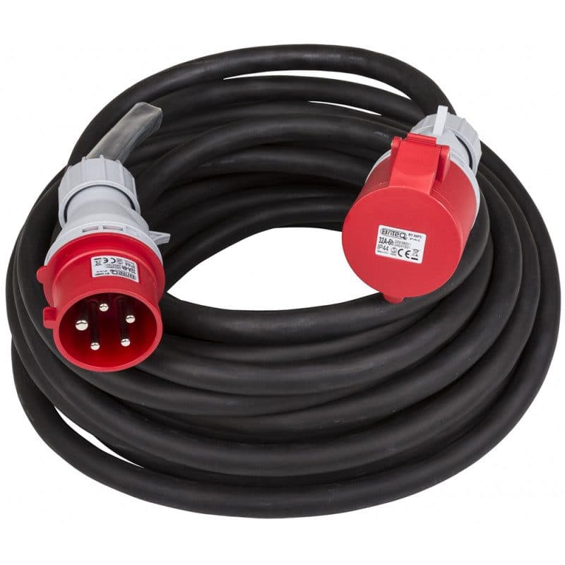 Cavo prolunga CEE trifase 32 A 5x6 mm² 20 m IP44 nero - HILEC HIT-B01393