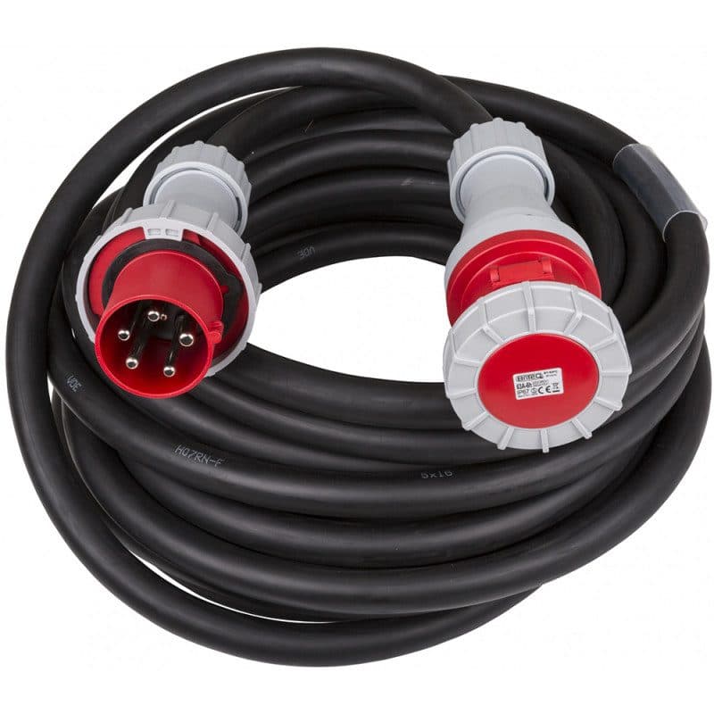 Cavo prolunga elettrica trifase CEE 63A 5G16 20m IP44 nero - HILEC HIT-B01396