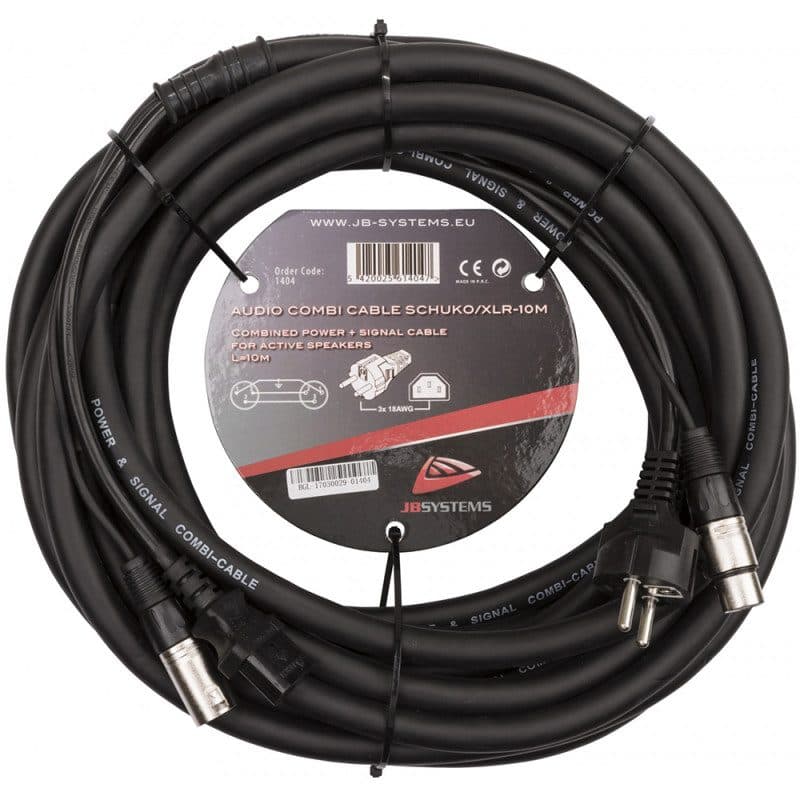 Cavo combinato audio Schuko/IEC + XLR 10m nero - HILEC HIT-B01404