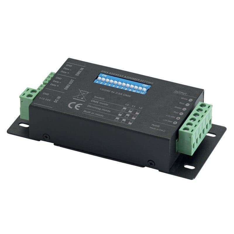 Driver DMX nastro LED mono/RGB 12-24V DC 72-144W 3ch - CONTEST TAPEDRIVER-4 HIT-H10575
