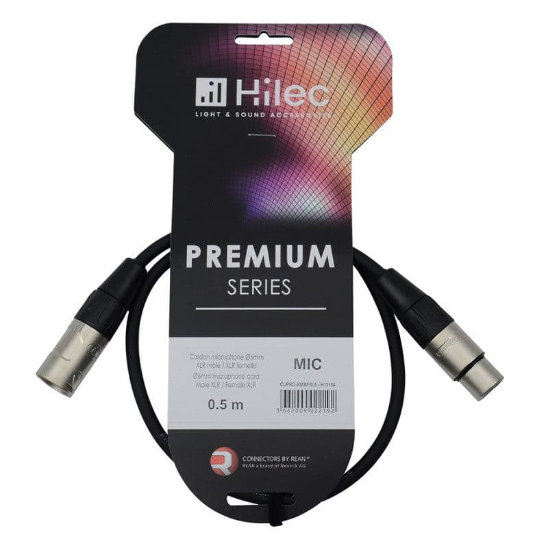 Cavo XLR M-F 0,5m 6mm connettori REAN - HILEC HIT-H11154